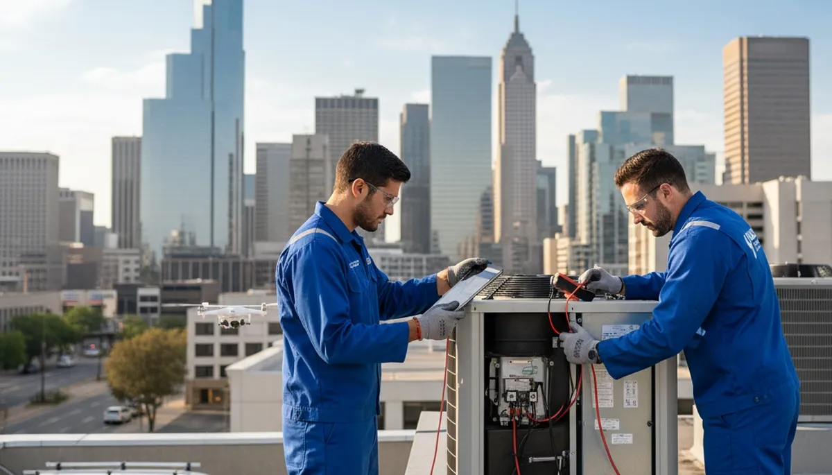 Technician performing AC repair service in Taylor, PA home for Five Star Cooling