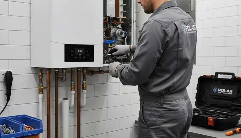 Technician performing boiler repair service in Taylor, PA for Five Star Cooling