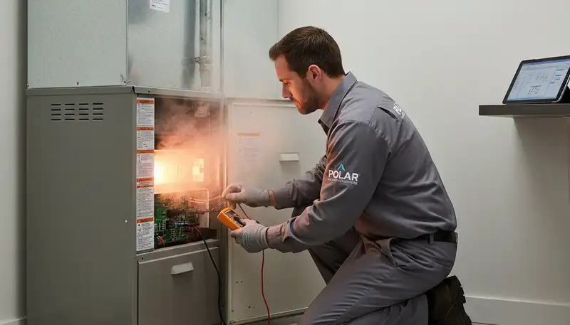 Technician performing heating repair service in Taylor, PA for Five Star Cooling
