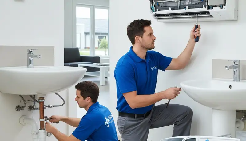 Licensed plumber repairing water pipes in Taylor, PA for Five Star Cooling plumbing services