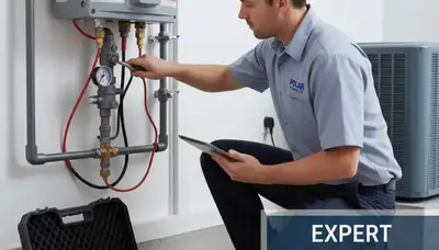Technician performing water heater repair service in Taylor, PA for Five Star Cooling